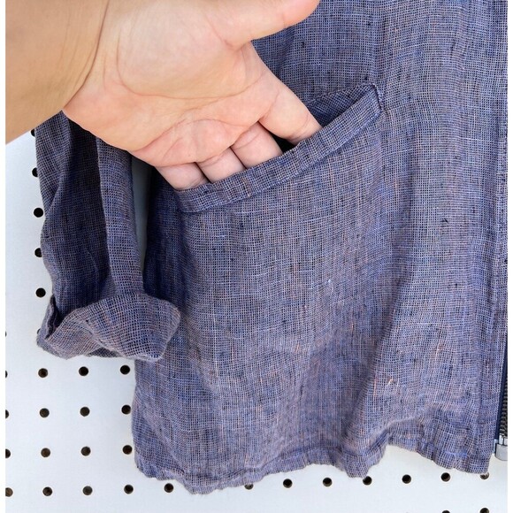 Flax By Jeanne Engelhart 100% Linen Textured Full Zip Up size small - Picture 3 of 7